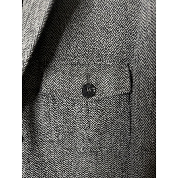 Tasso Elba Men's Gray Herringbone Wool Blend Blazer Coat Elbow Patches L 42-44 - Picture 3 of 16